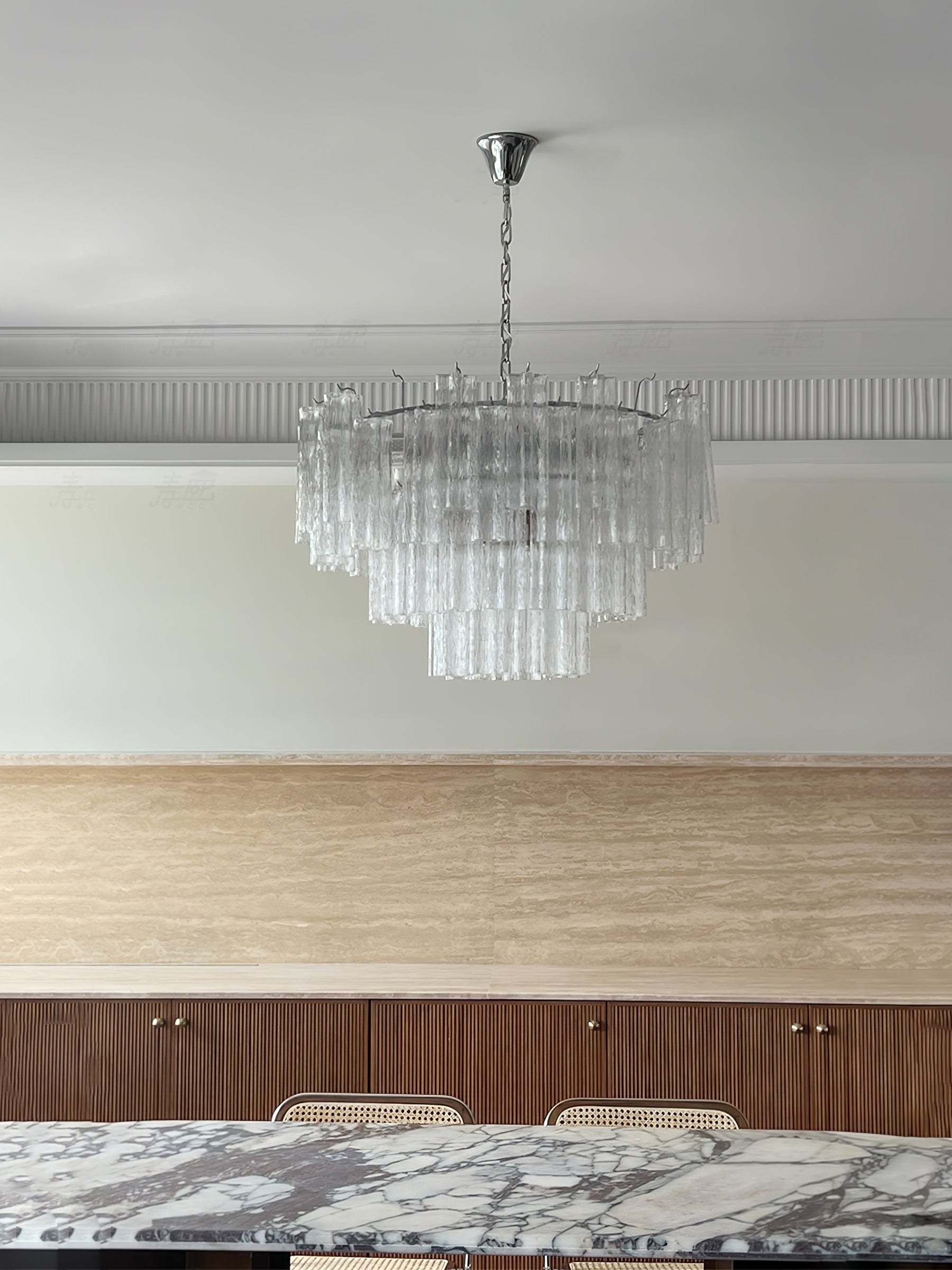 Aurora Chandelier Blanc Tubes Superposés - Neutralighting