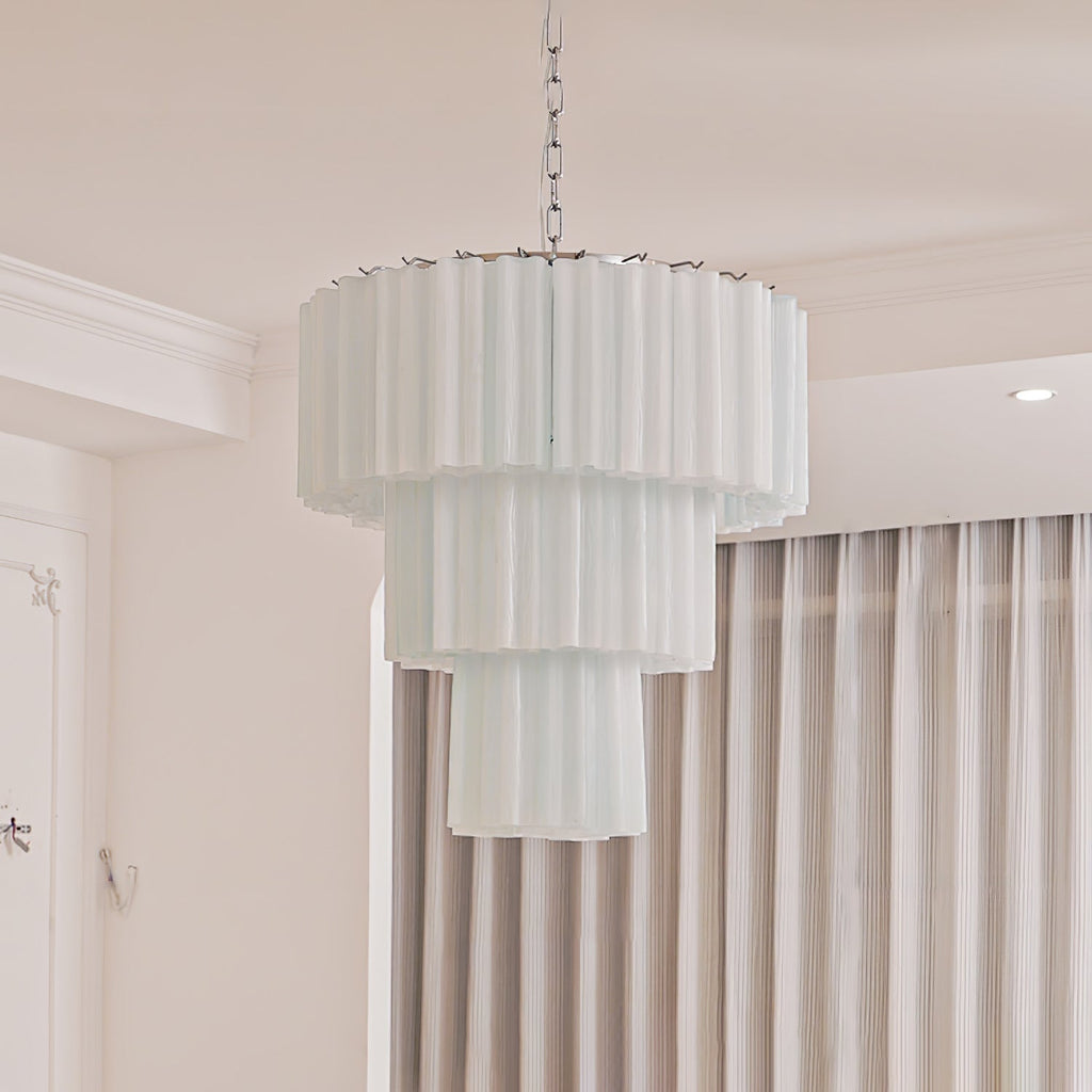 Aurora Chandelier Blanc Tubes Superposés - Neutralighting