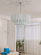 Aurora Chandelier Blanc Tubes Superposés - Neutralighting