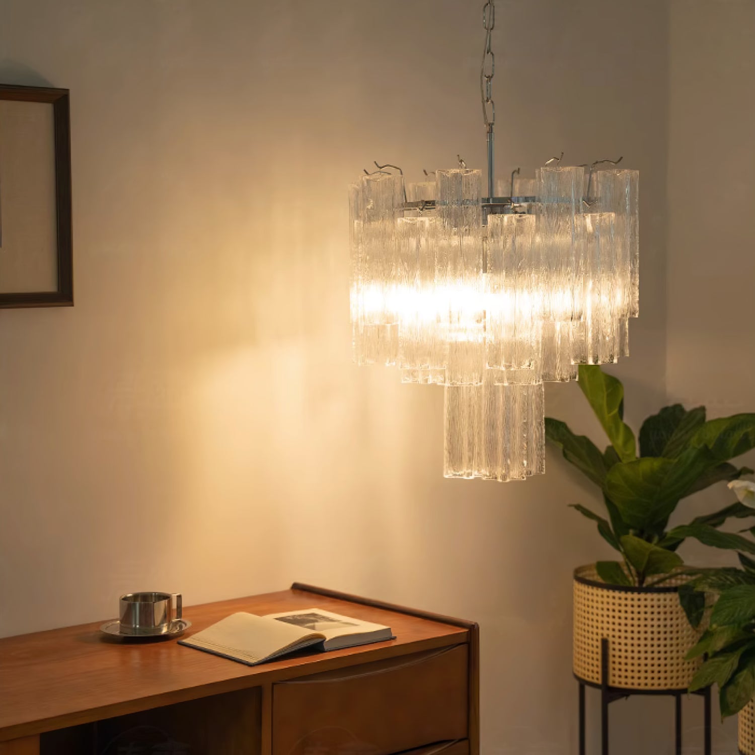 Aurora Chandelier Blanc Tubes Superposés - Neutralighting