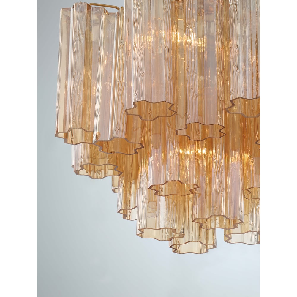 Aurora Chandelier en Tube de Verre Superposé Ambre - Neutralighting