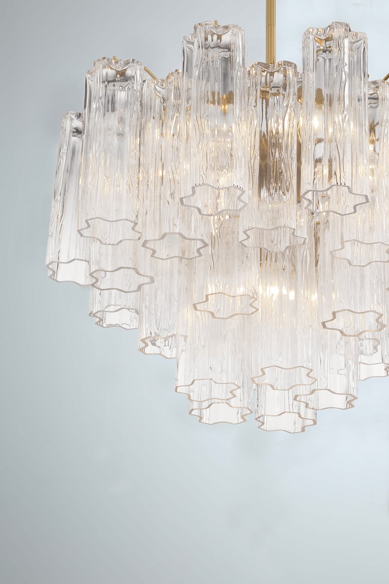 Aurora Chandelier en Tube de Verre Superposé Ambre - Neutralighting