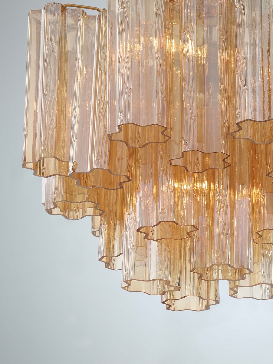 Aurora Chandelier en Tube de Verre Superposé Ambre - Neutralighting