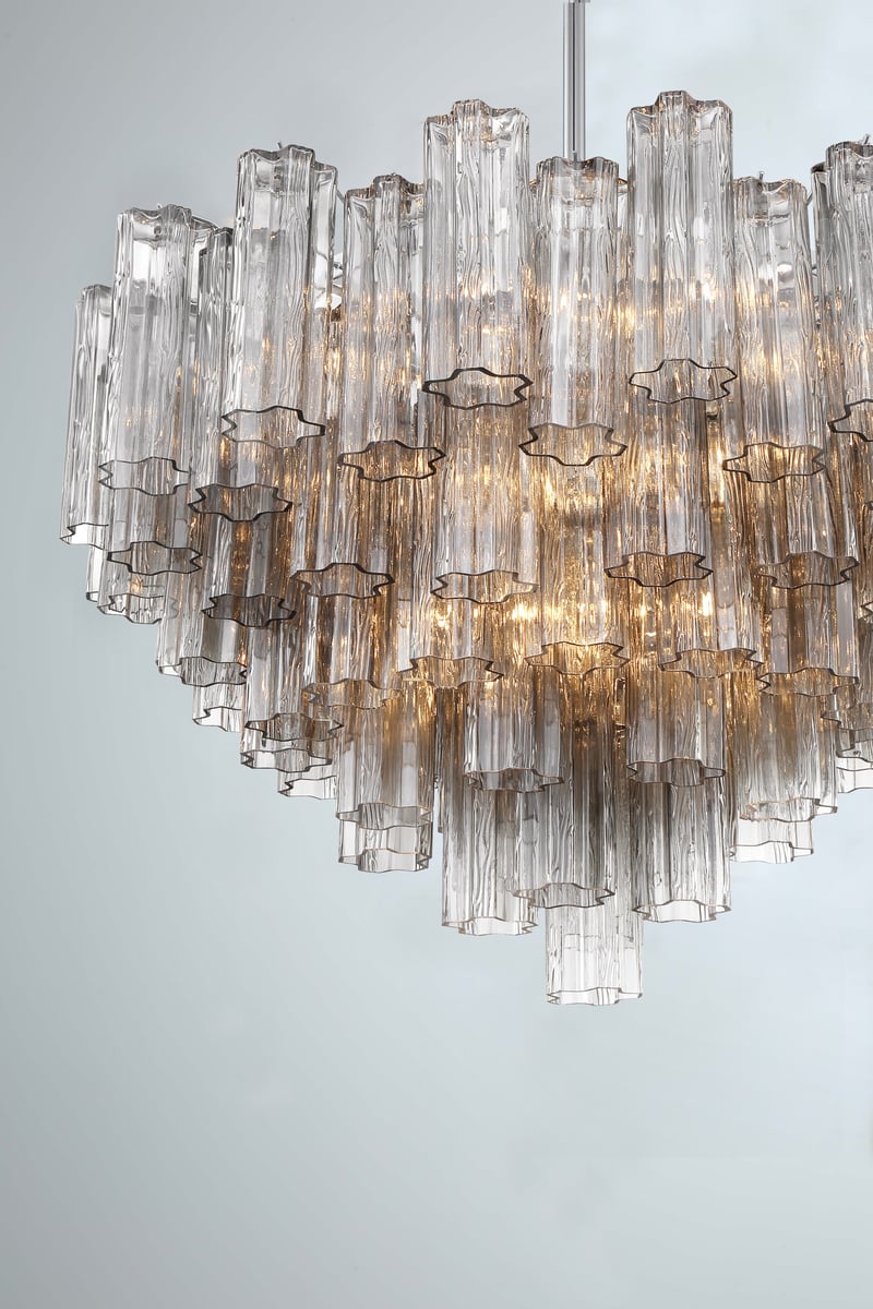 Aurora Chandelier en Tube de Verre Superposé Ambre - Neutralighting