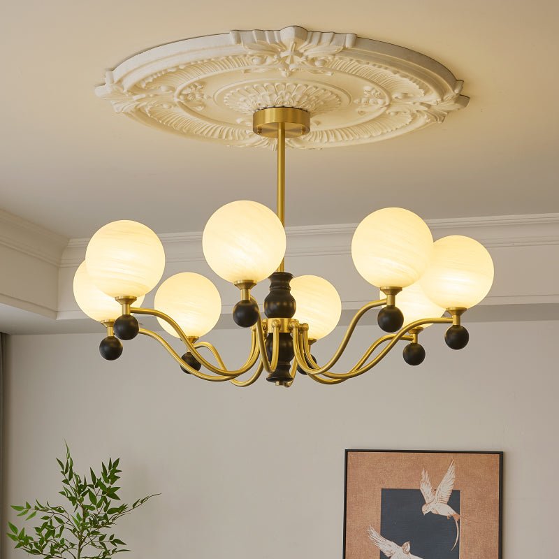 Ershaan Lustre Sphérique Vintage en Laiton et Bois - Neutralighting