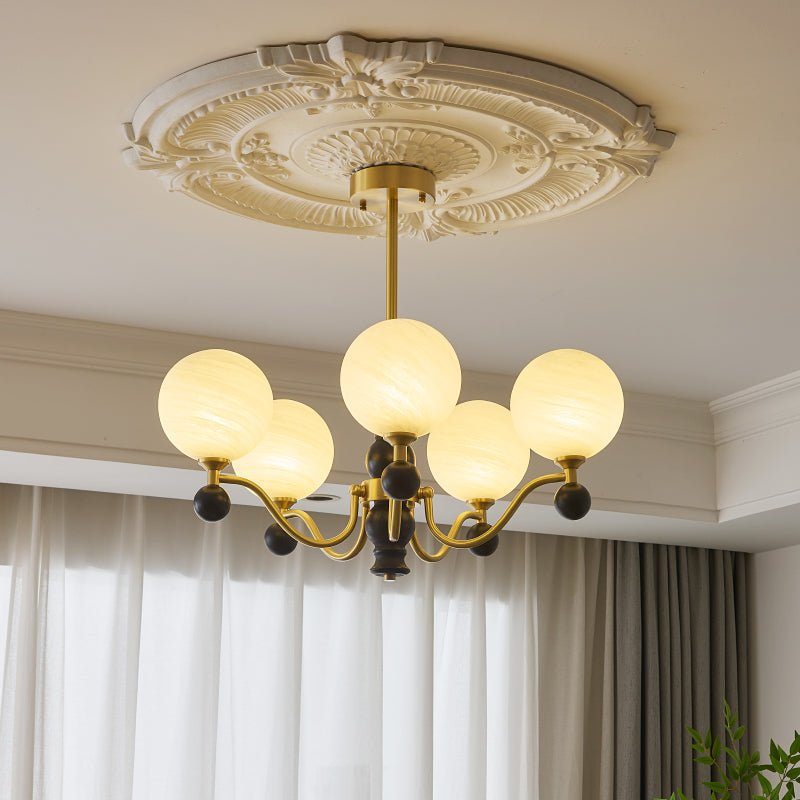 Ershaan Lustre Sphérique Vintage en Laiton et Bois - Neutralighting