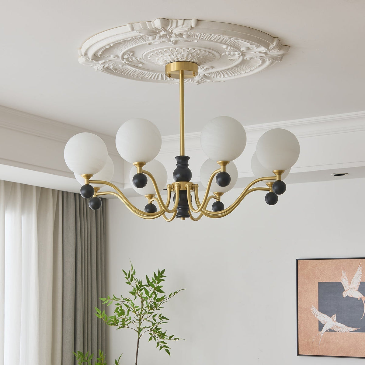 Ershaan Lustre Sphérique Vintage en Laiton et Bois - Neutralighting