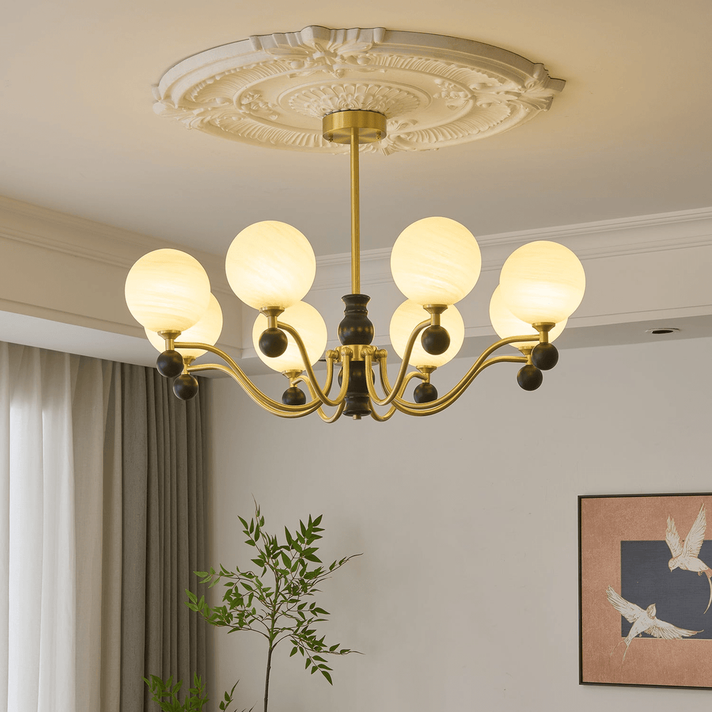 Ershaan Lustre Sphérique Vintage en Laiton et Bois - Neutralighting