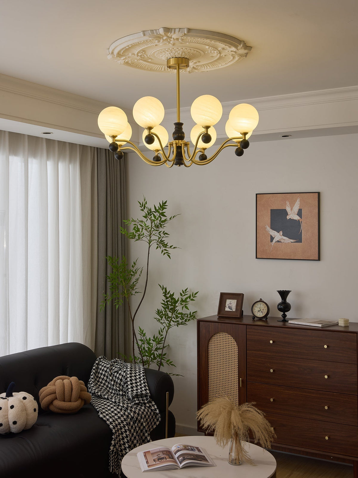 Ershaan Lustre Sphérique Vintage en Laiton et Bois - Neutralighting