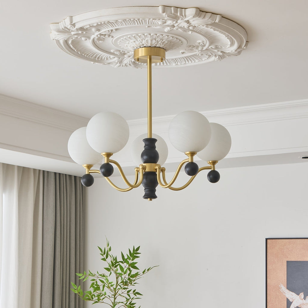Ershaan Lustre Sphérique Vintage en Laiton et Bois - Neutralighting