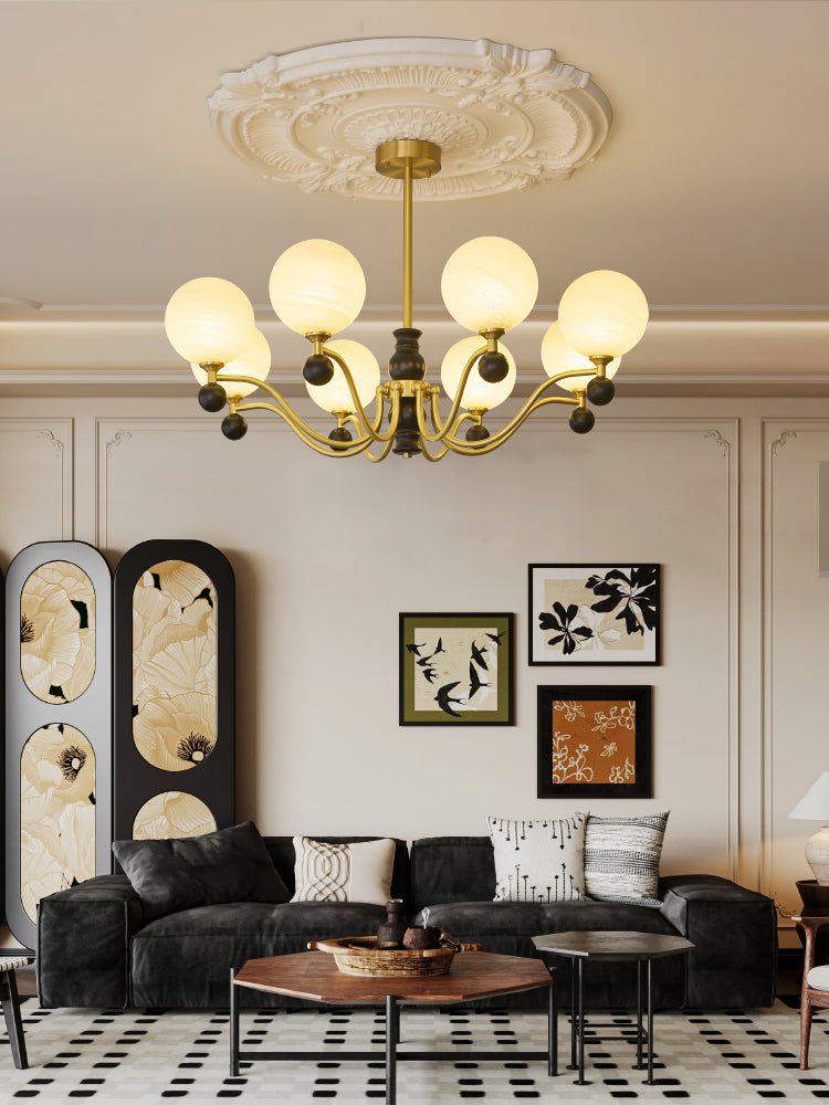 Ershaan Lustre Sphérique Vintage en Laiton et Bois - Neutralighting