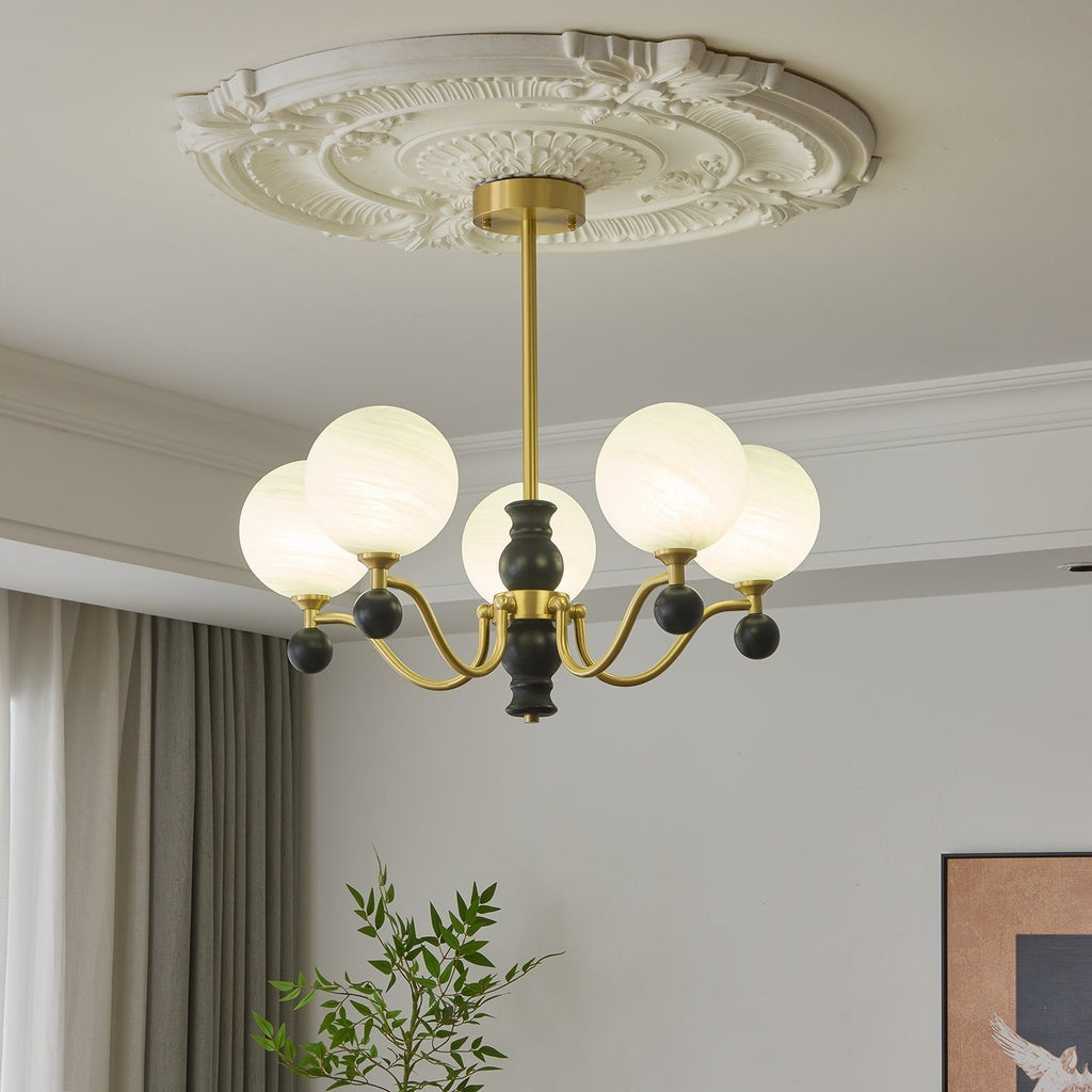 Ershaan Lustre Sphérique Vintage en Laiton et Bois - Neutralighting