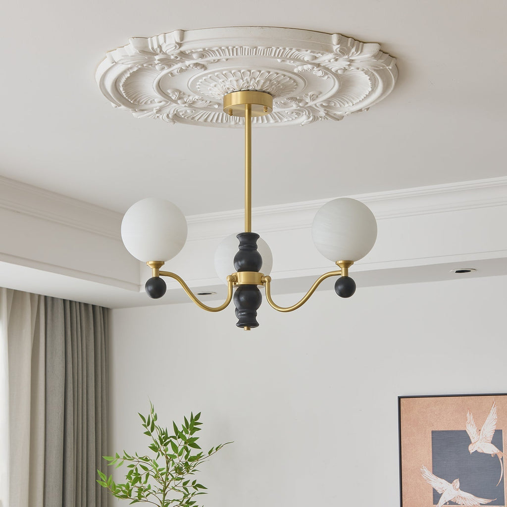 Ershaan Lustre Sphérique Vintage en Laiton et Bois - Neutralighting