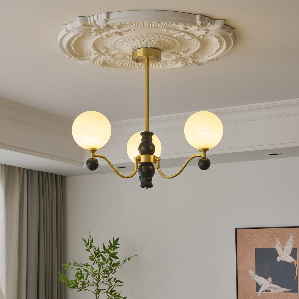 Ershaan Lustre Sphérique Vintage en Laiton et Bois - Neutralighting