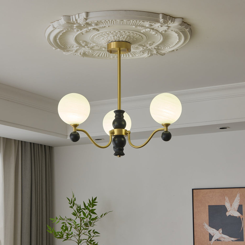 Ershaan Lustre Sphérique Vintage en Laiton et Bois - Neutralighting