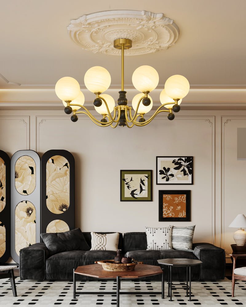 Ershaan Lustre Sphérique Vintage en Laiton et Bois - Neutralighting