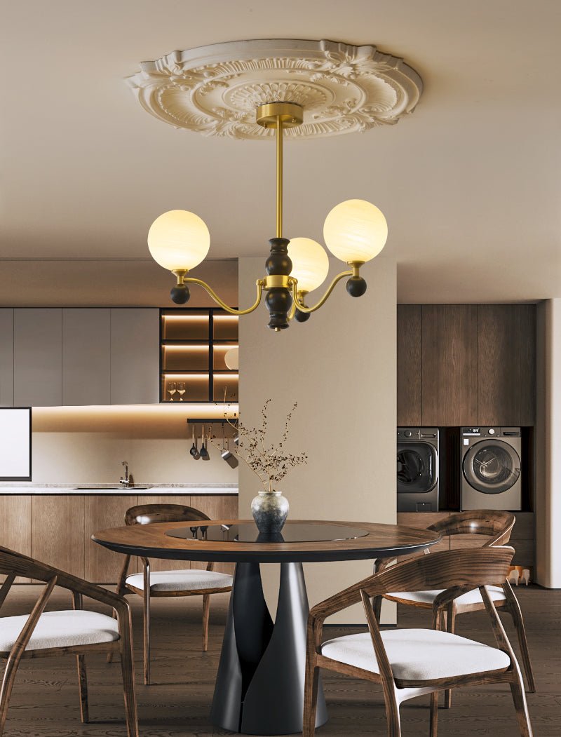 Ershaan Lustre Sphérique Vintage en Laiton et Bois - Neutralighting