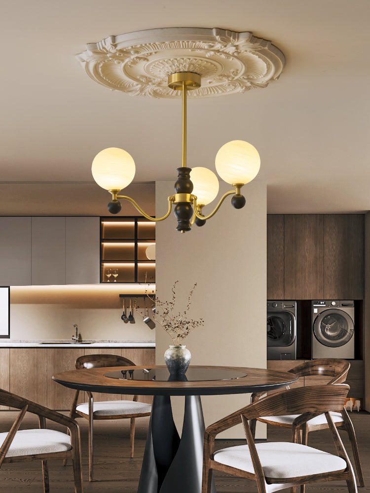 Ershaan Lustre Sphérique Vintage en Laiton et Bois - Neutralighting