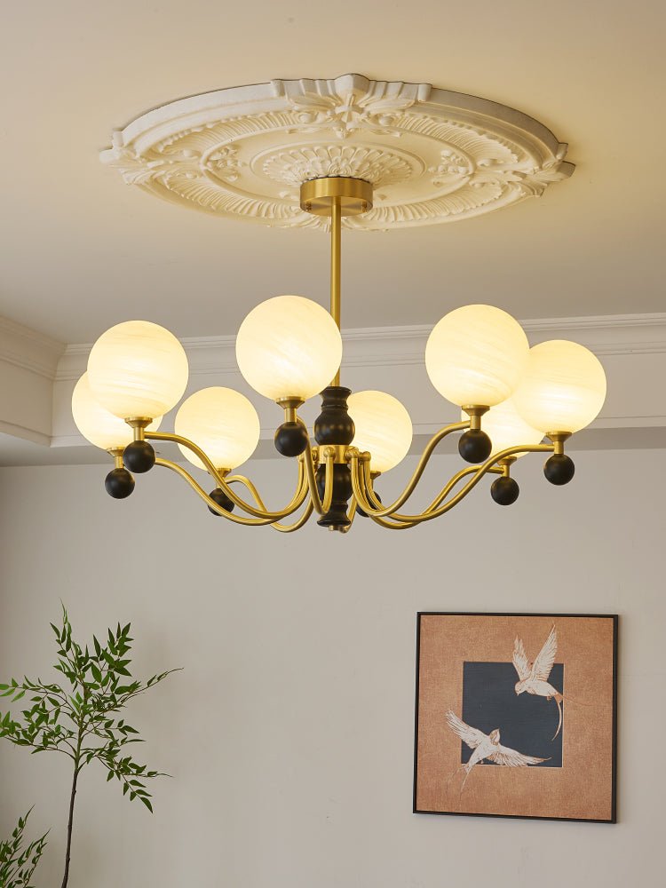 Ershaan Lustre Sphérique Vintage en Laiton et Bois - Neutralighting