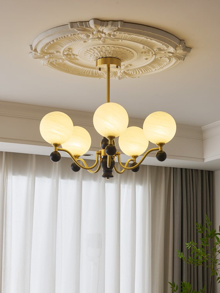 Ershaan Lustre Sphérique Vintage en Laiton et Bois - Neutralighting