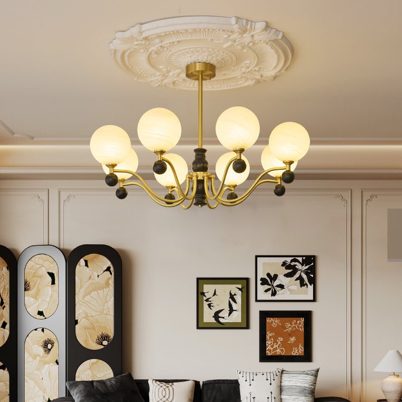 Ershaan Lustre Sphérique Vintage en Laiton et Bois - Neutralighting