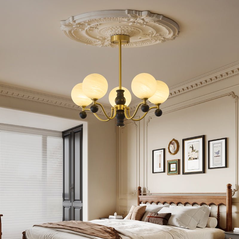 Ershaan Lustre Sphérique Vintage en Laiton et Bois - Neutralighting