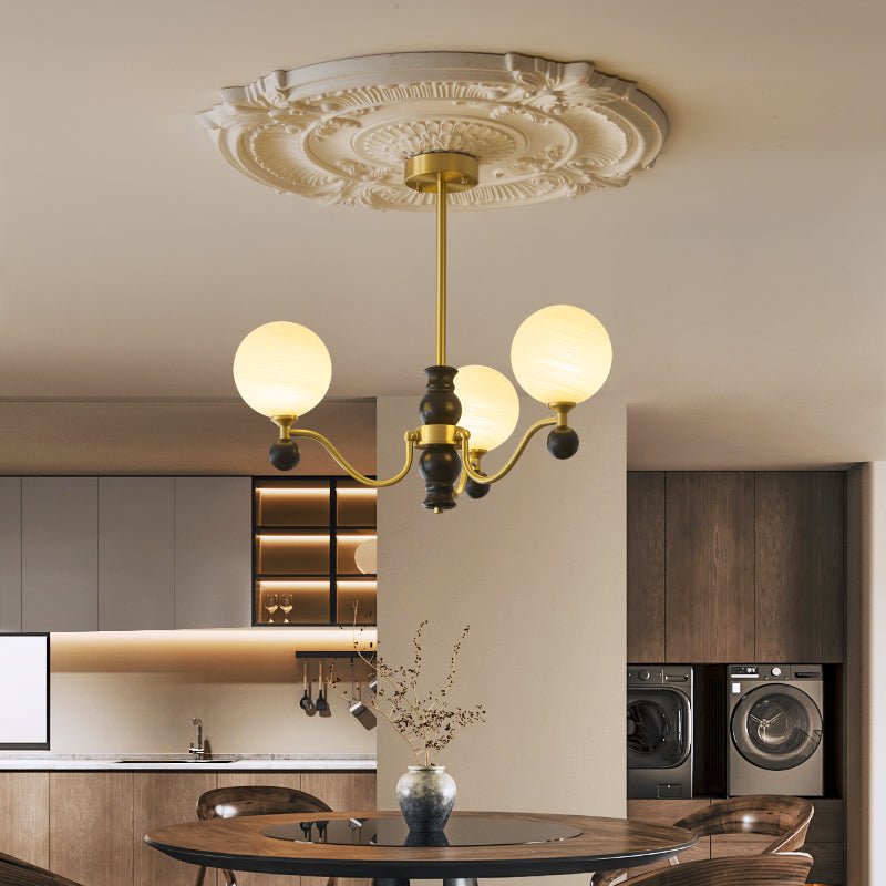 Ershaan Lustre Sphérique Vintage en Laiton et Bois - Neutralighting