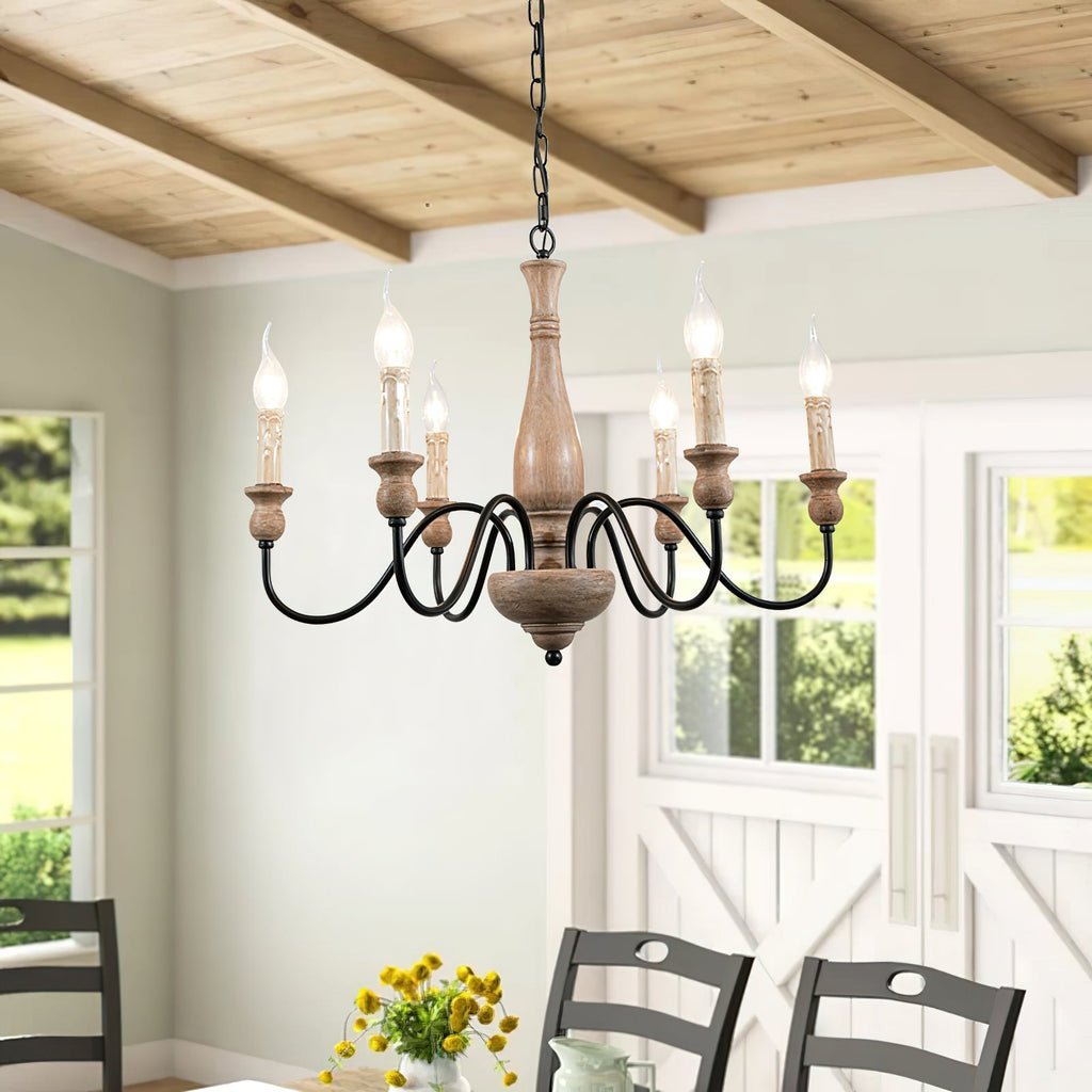 Afralia Lustra Chandelier Bois Industriel Moderne - Neutralighting