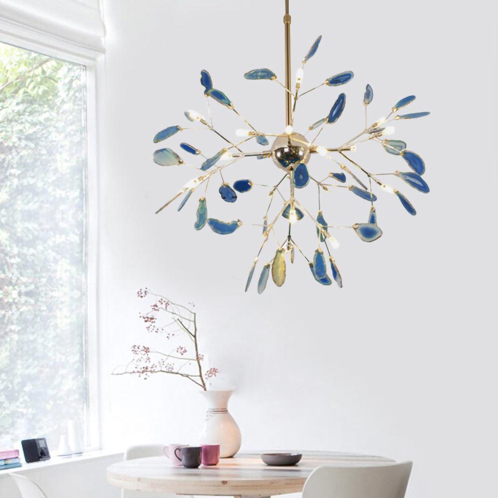 Lustra Chandelier Feuille Colorée Bras Dorés - Neutralighting