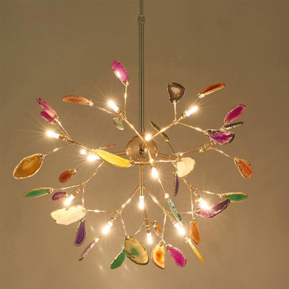 Lustra Chandelier Feuille Colorée Bras Dorés - Neutralighting