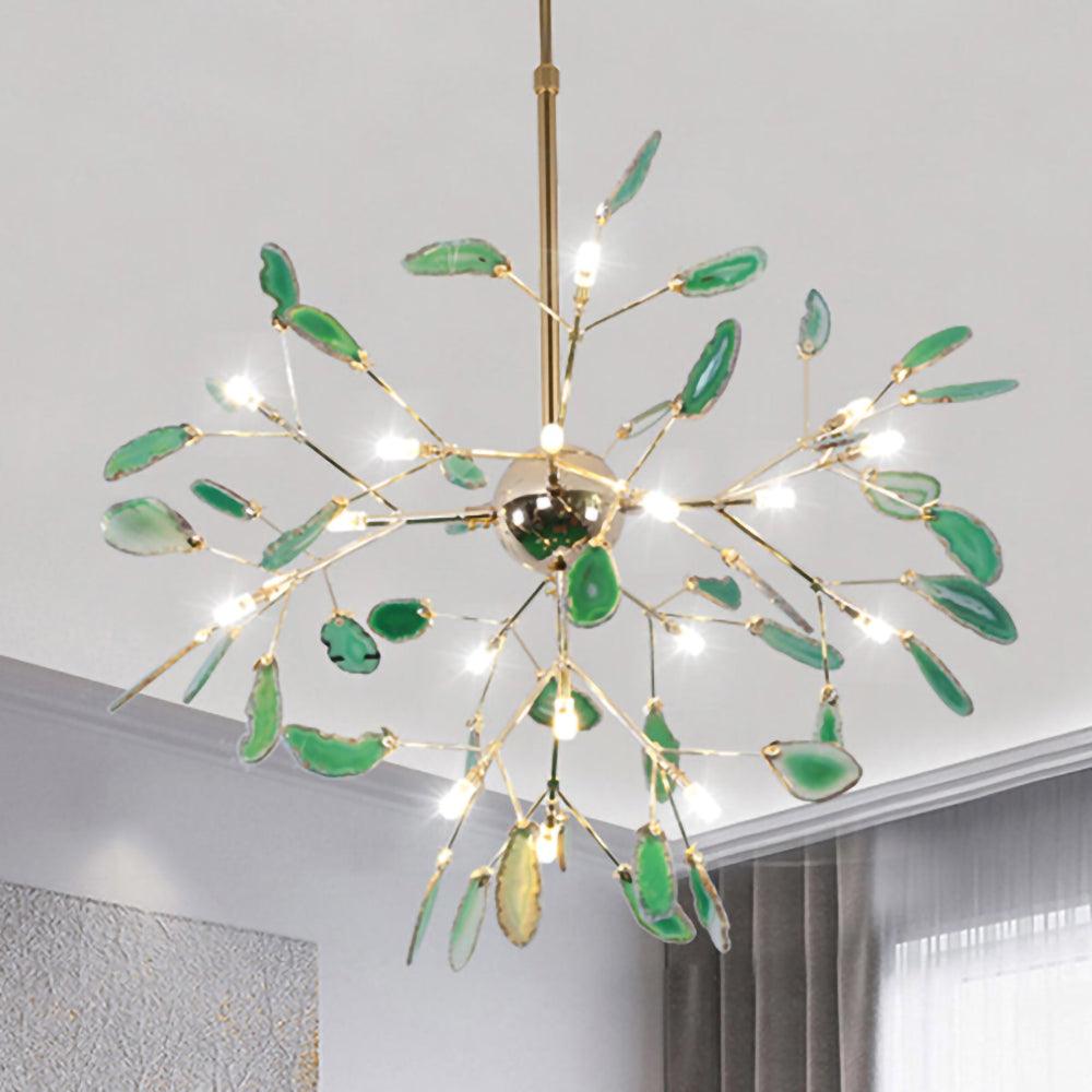 Lustra Chandelier Feuille Colorée Bras Dorés - Neutralighting
