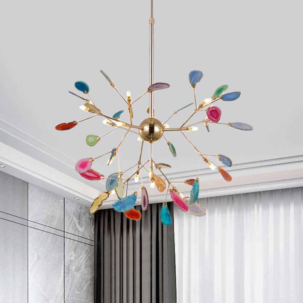 Lustra Chandelier Feuille Colorée Bras Dorés - Neutralighting