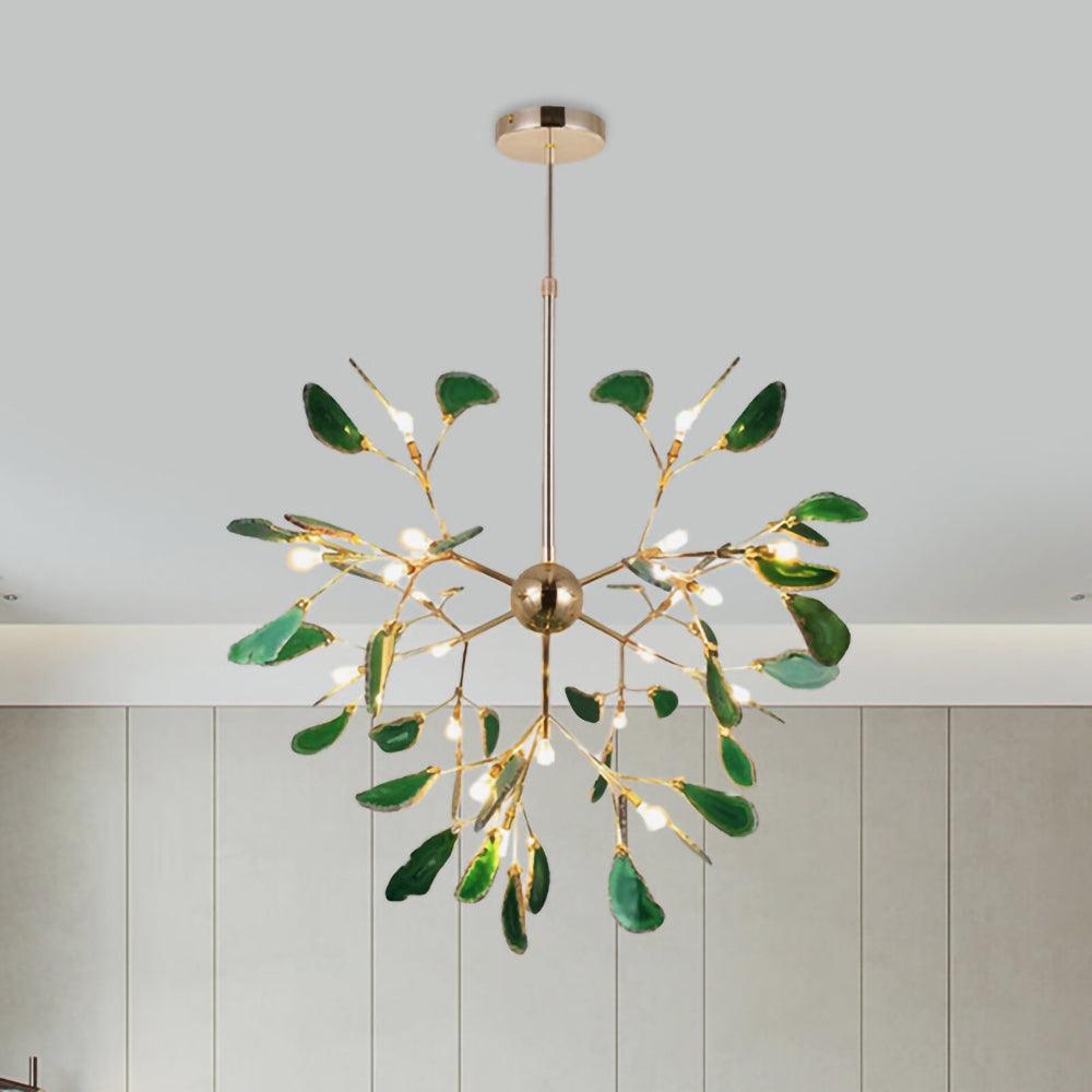 Lustra Chandelier Feuille Colorée Bras Dorés - Neutralighting