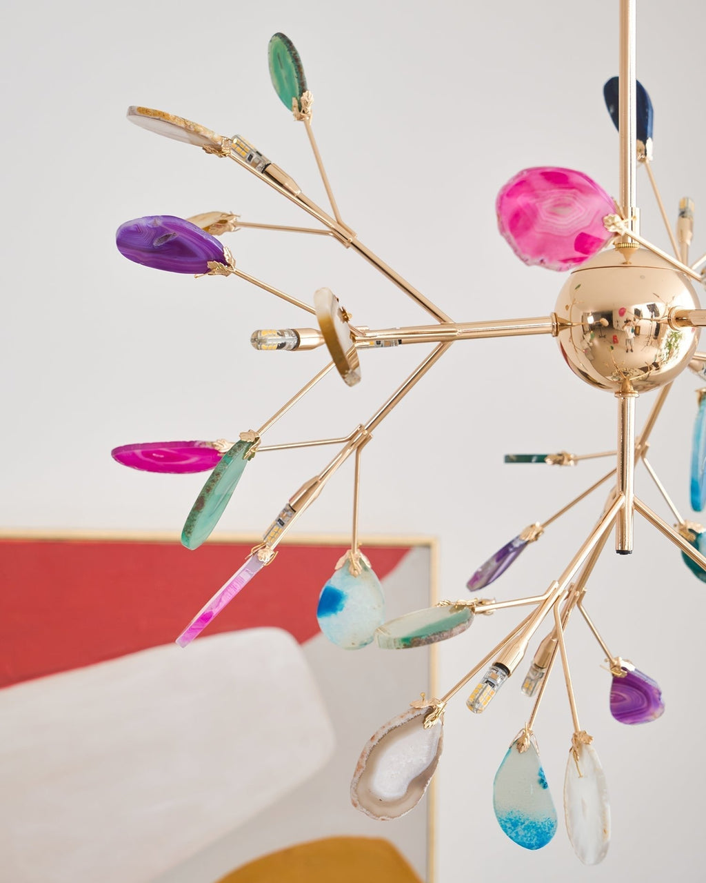Lustra Chandelier Feuille Colorée Bras Dorés - Neutralighting