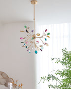 Lustra Chandelier Feuille Colorée Bras Dorés - Neutralighting