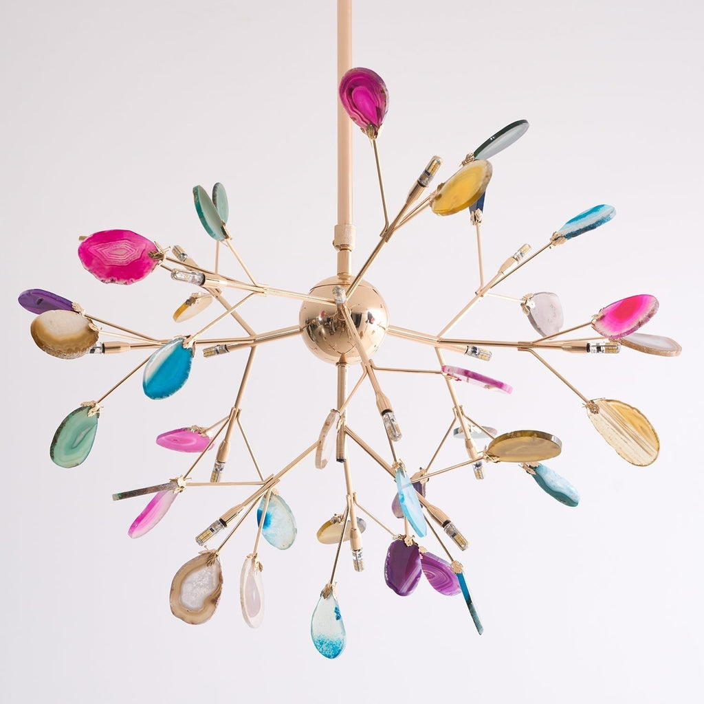 Lustra Chandelier Feuille Colorée Bras Dorés - Neutralighting