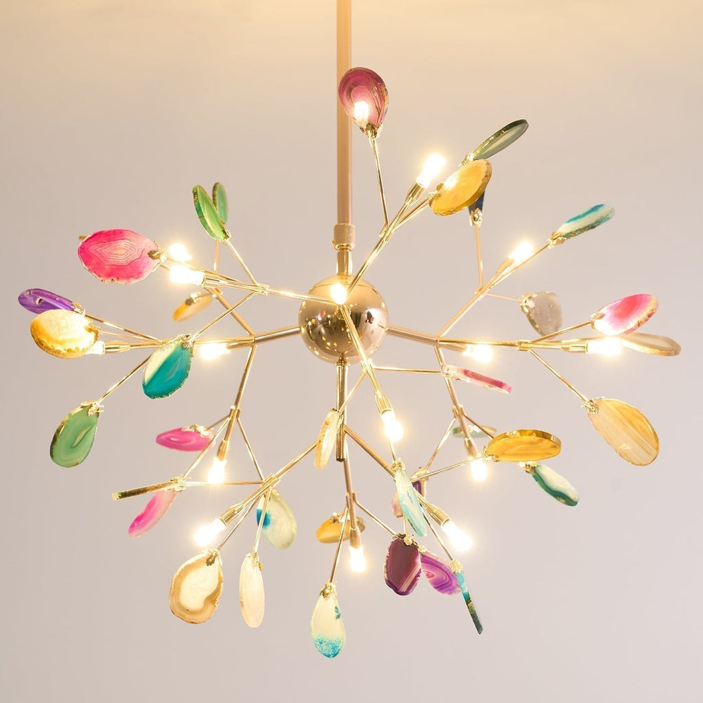 Lustra Chandelier Feuille Colorée Bras Dorés - Neutralighting
