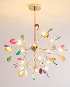 Lustra Chandelier Feuille Colorée Bras Dorés - Neutralighting