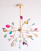 Lustra Chandelier Feuille Colorée Bras Dorés - Neutralighting