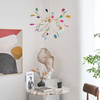 Lustra Chandelier Feuille Colorée Bras Dorés - Neutralighting