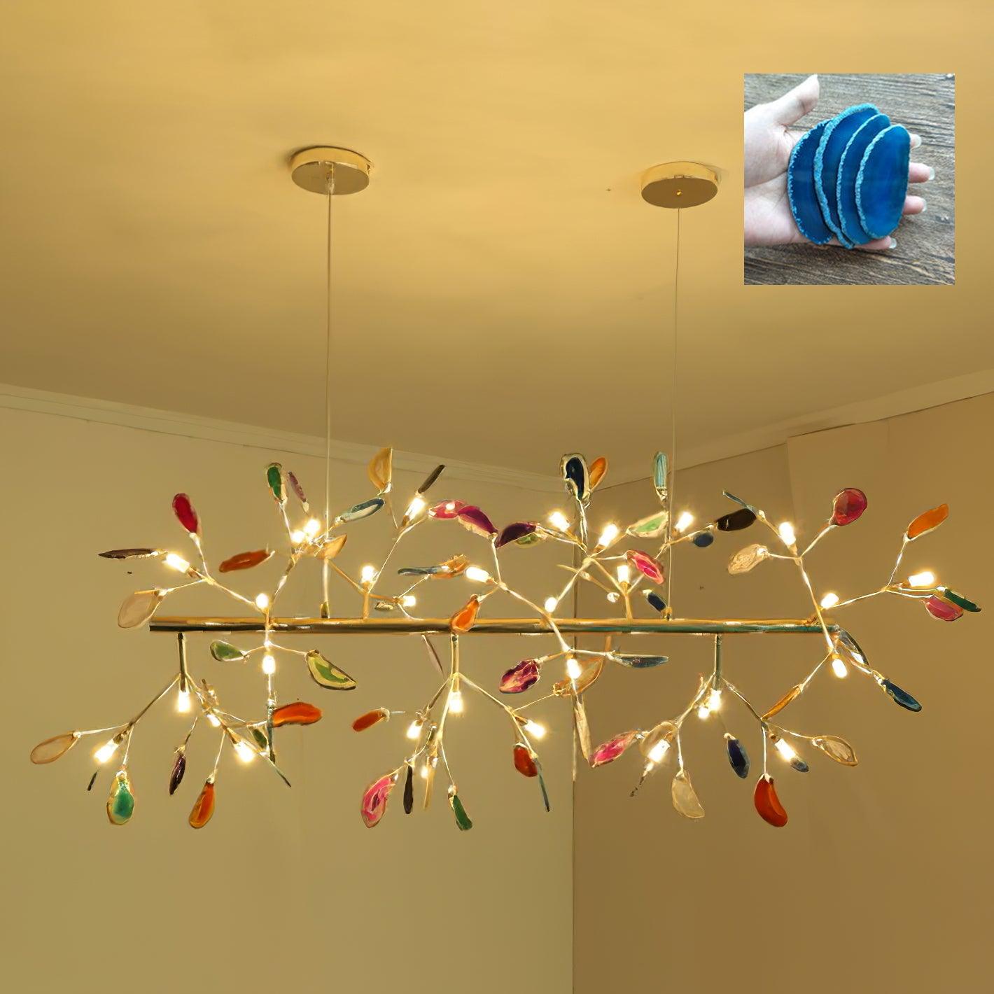 Lustra Chandelier Feuille Colorée Bras Dorés - Neutralighting