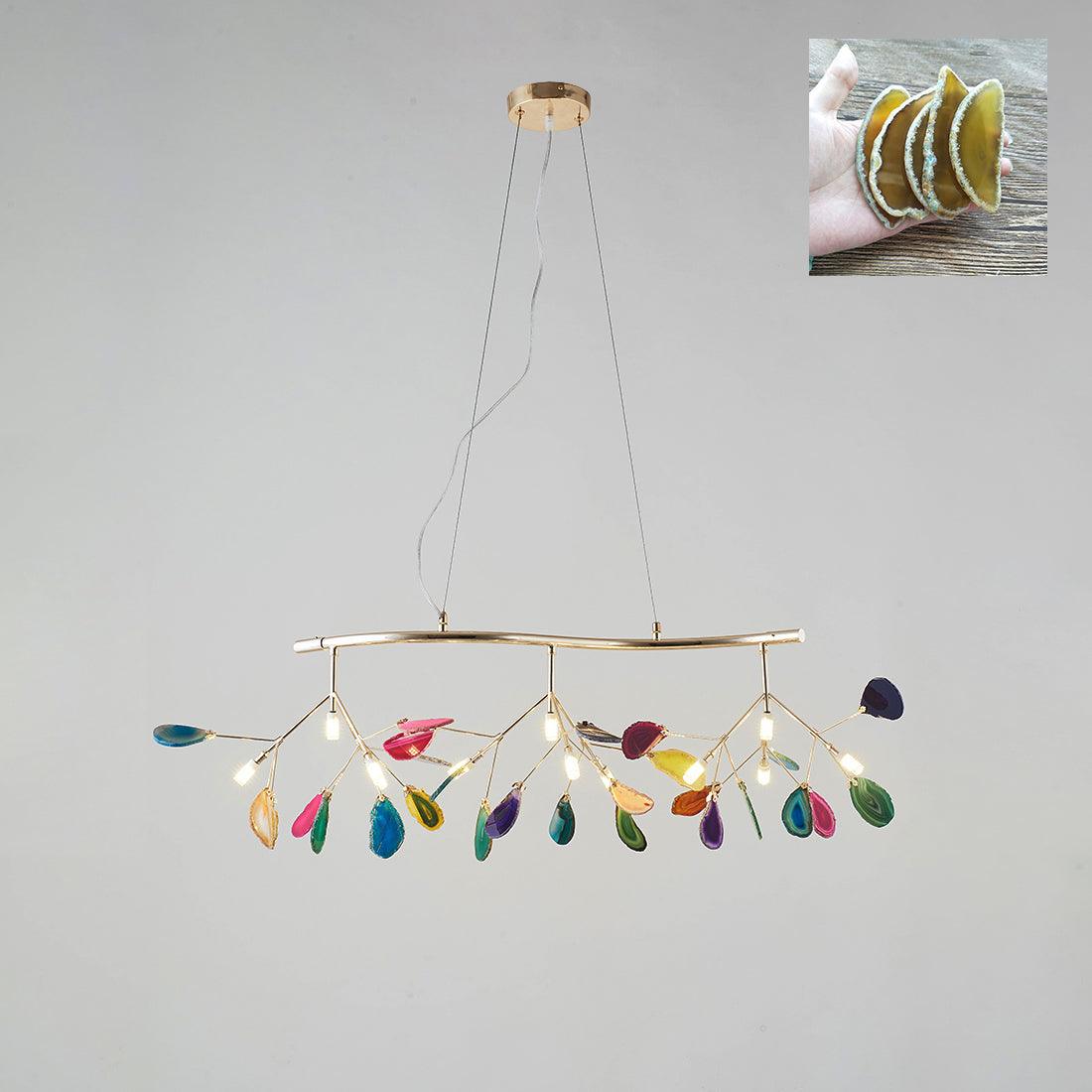 Lustra Chandelier Feuille Colorée Bras Dorés - Neutralighting