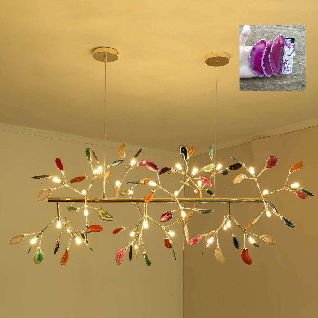 Lustra Chandelier Feuille Colorée Bras Dorés - Neutralighting