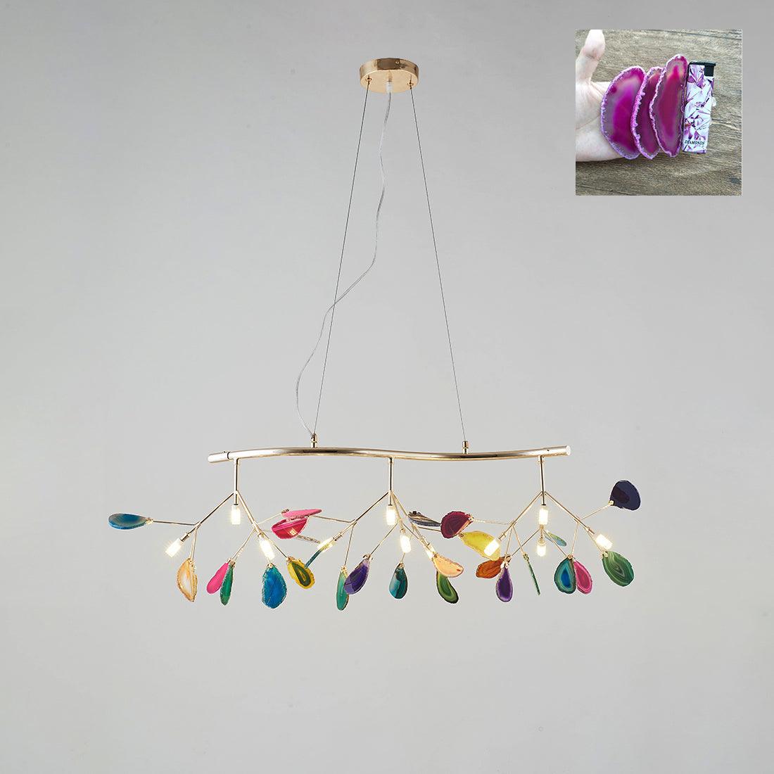 Lustra Chandelier Feuille Colorée Bras Dorés - Neutralighting