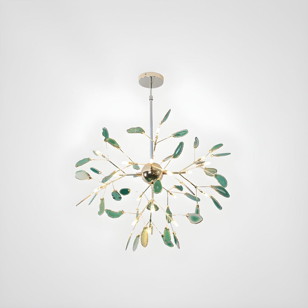 Lustra Chandelier Feuille Colorée Bras Dorés - Neutralighting