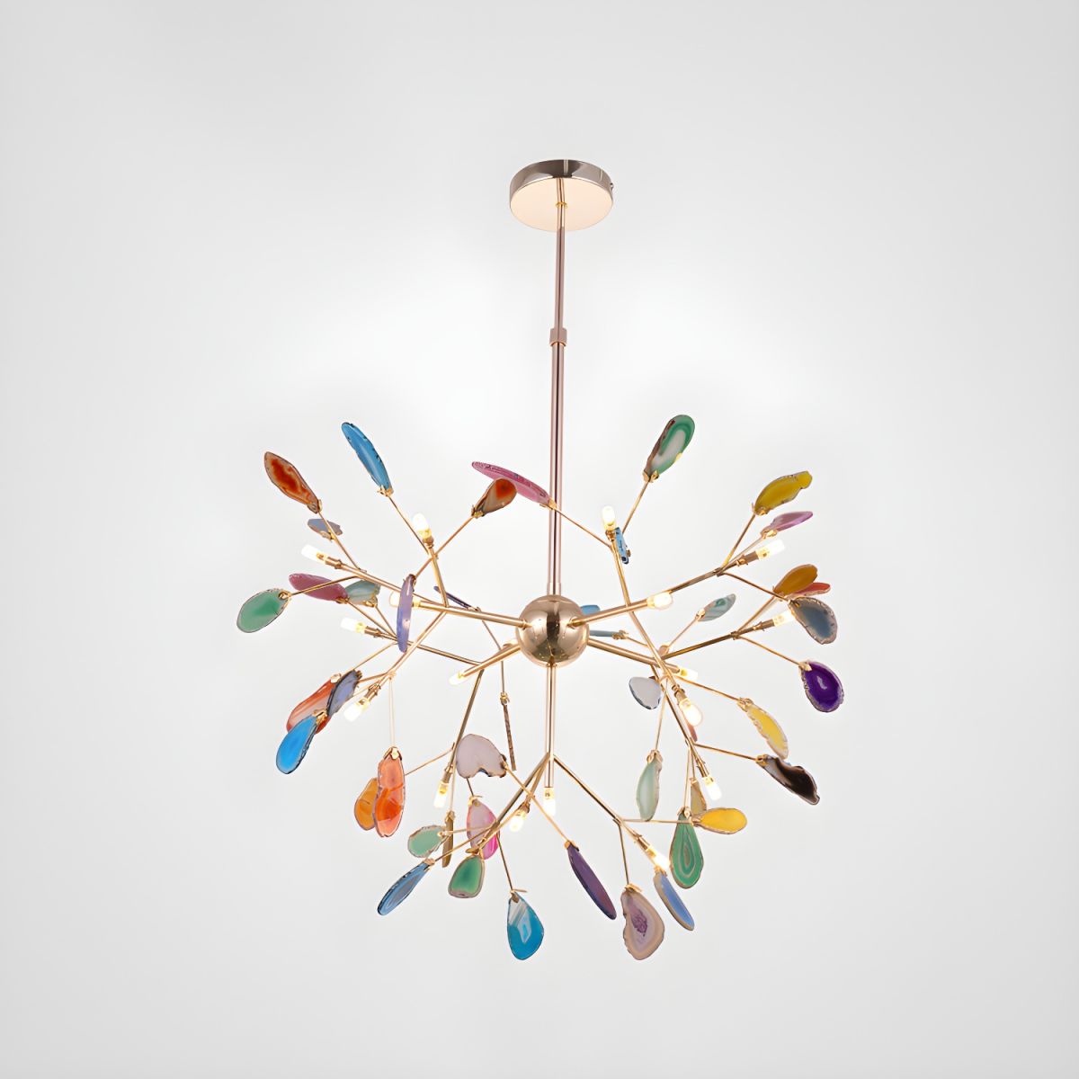 Lustra Chandelier Feuille Colorée Bras Dorés - Neutralighting