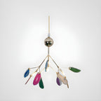 Lustra Chandelier Feuille Colorée Bras Dorés - Neutralighting