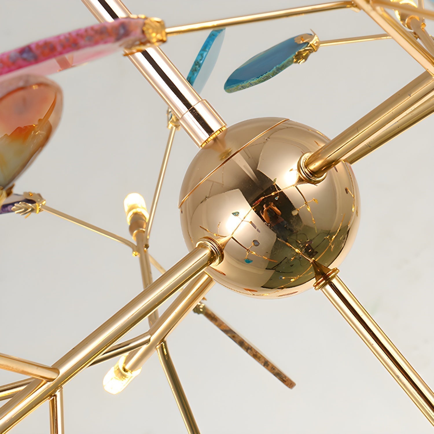 Lustra Chandelier Feuille Colorée Bras Dorés - Neutralighting