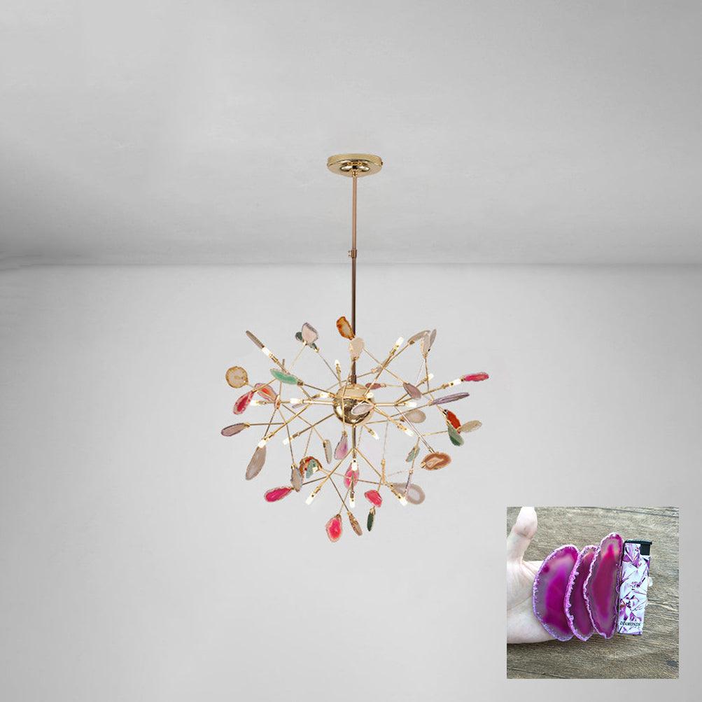 Lustra Chandelier Feuille Colorée Bras Dorés - Neutralighting