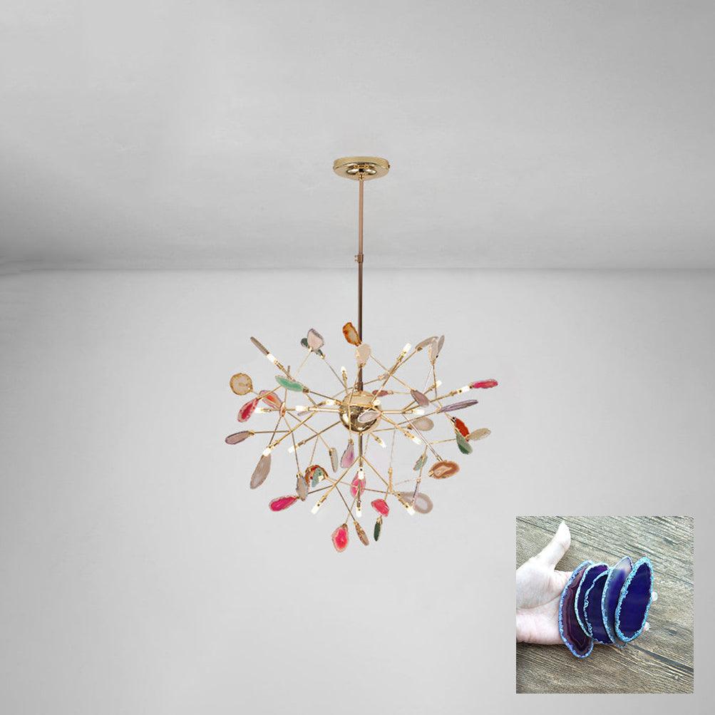 Lustra Chandelier Feuille Colorée Bras Dorés - Neutralighting